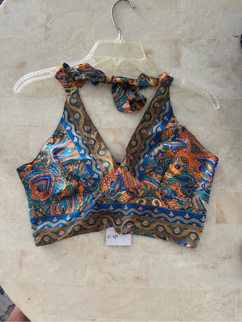 Paisley Halter Crop Top in Multi-Color